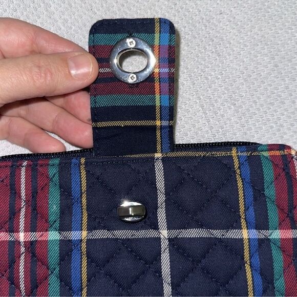 Vera Bradley Tartan Plaid Navy Green Red Turn Lock RFID Large Wallet - Picture 7 of 11
